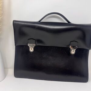 💯Authentic CELINE Vintage Boxcalf briefcase w/ Silver hardware